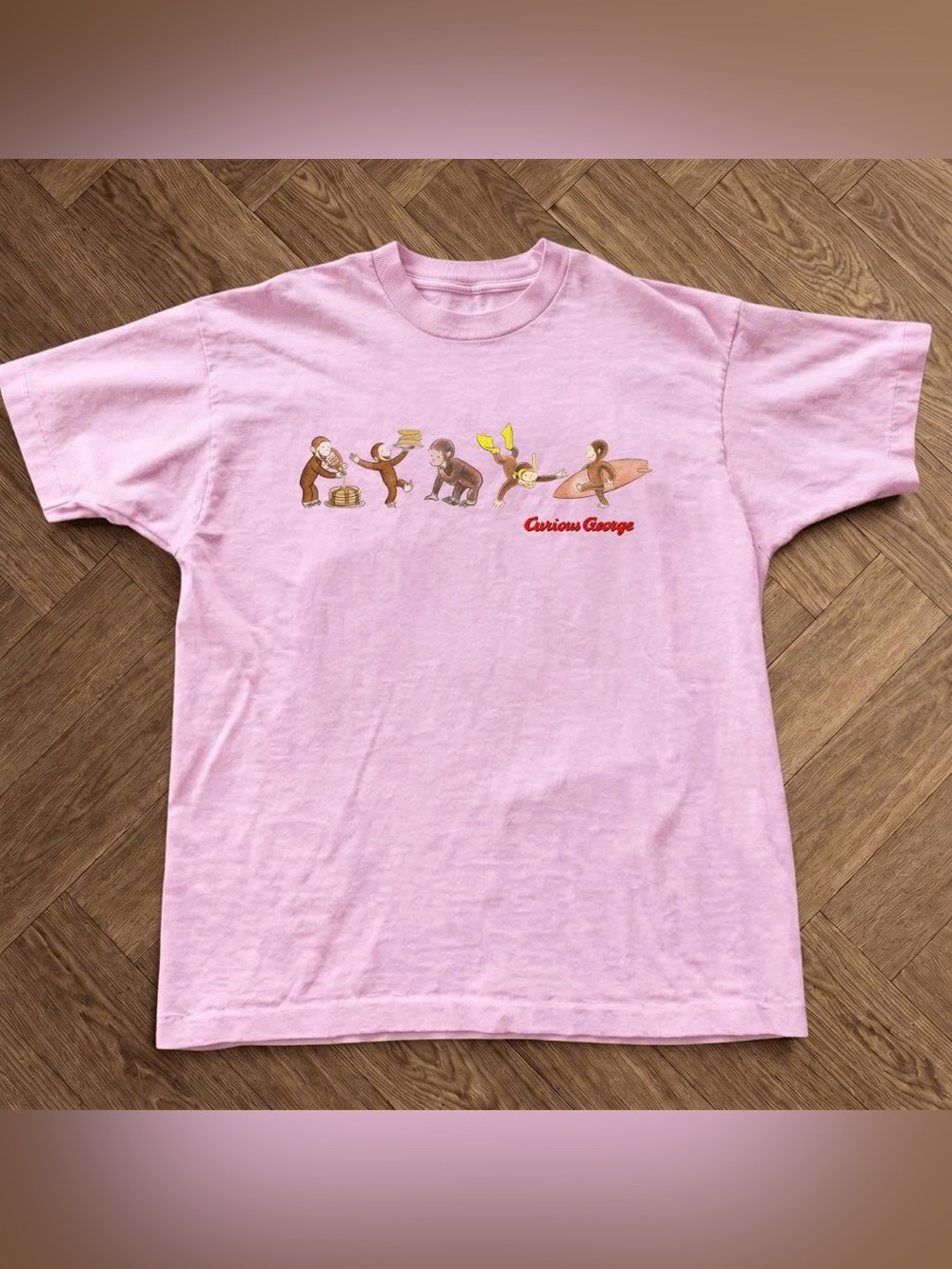 Light Pink Curious George Graphic T-Shirt